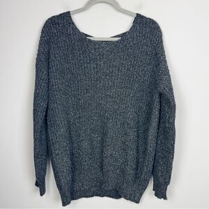 SPARKLE & FADE | Black & Grey Scoopneck Sweater Cut Out Back Women’s Size Large